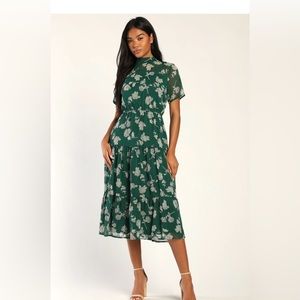 Floral Dark Green Midi Dress